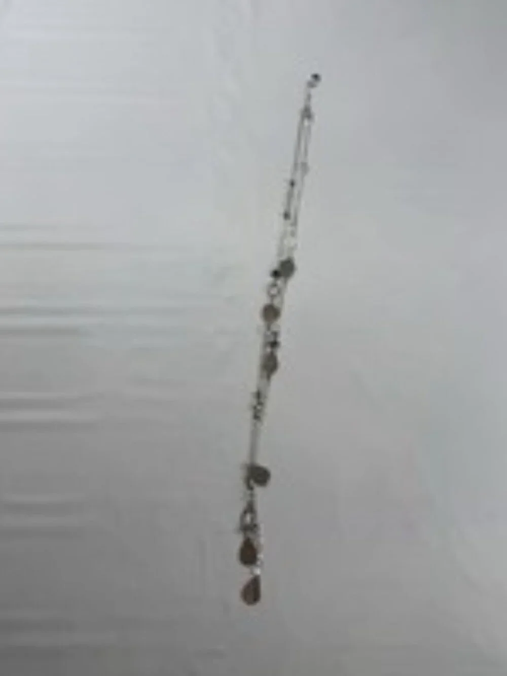 Vintage Y2K Silver Chain Necklace Layered Hearts Hammered Teardrop Dangle 38